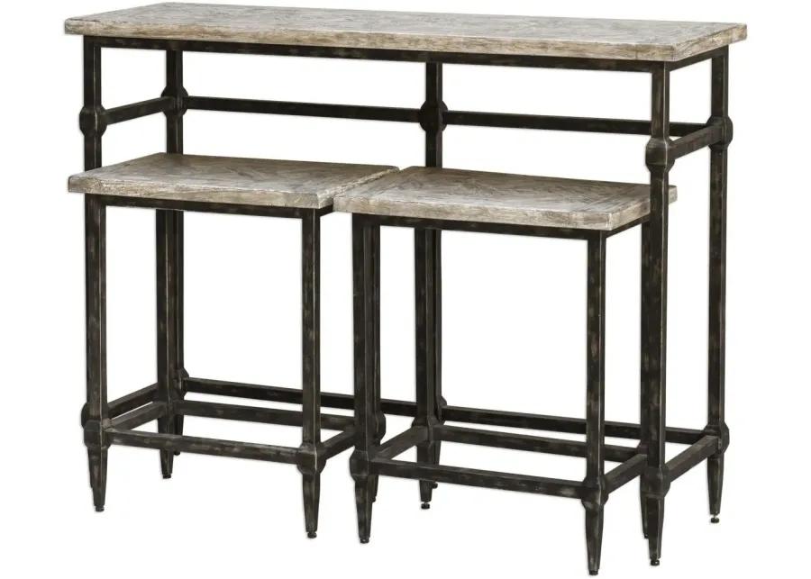 TAMERON 3-PIECE DRIFTWOOD BISTRO TABLE & STOOLS SET