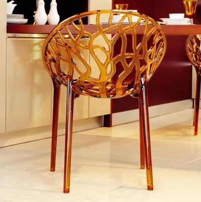 CRYSTAL POLYCARBONATE MODERN DINING CHAIR TRANSPARENT ORANGE