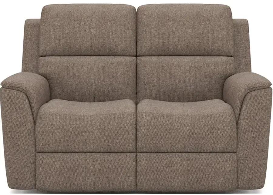 HENRY FABRIC TRIPLE PWR RECL LOVESEAT IN FOG 425-01