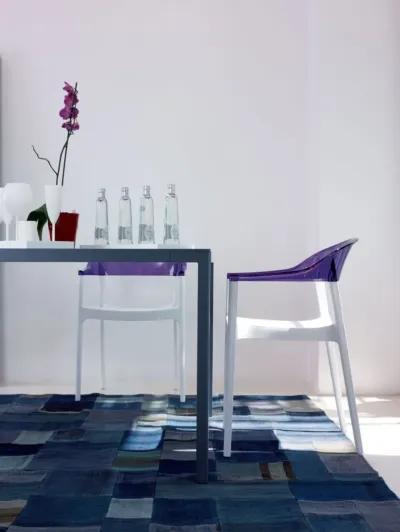 Compamia Carmen Modern Dining Chair White Seat Transparent Violet Back