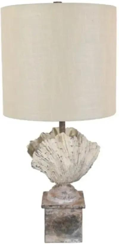 Crestview Coastal Shell Finial Coral/Off-White Table Lamp