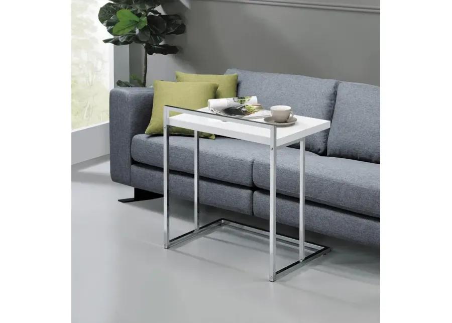 OVERSIZE C-TABLE WHITE HIGH GLOSS/CHROME