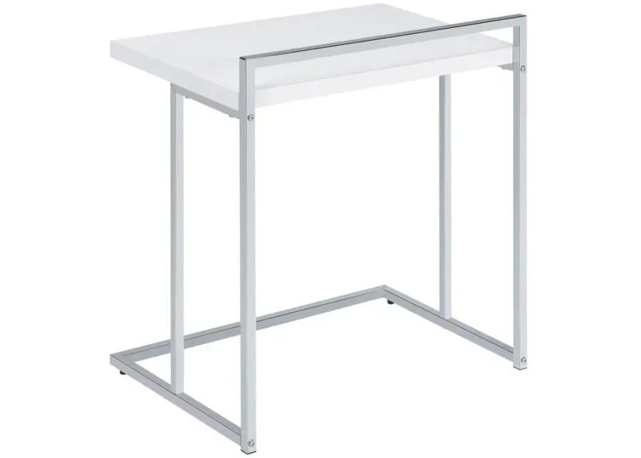 OVERSIZE C-TABLE WHITE HIGH GLOSS/CHROME