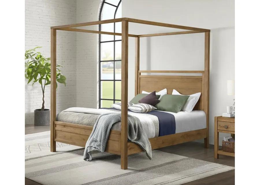 BOHO KING CANOPY BED IN PRAIRIE OAK