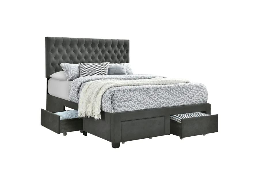 SOLEDAD FULL STORAGE BED GREY UPHOLSTERED BED