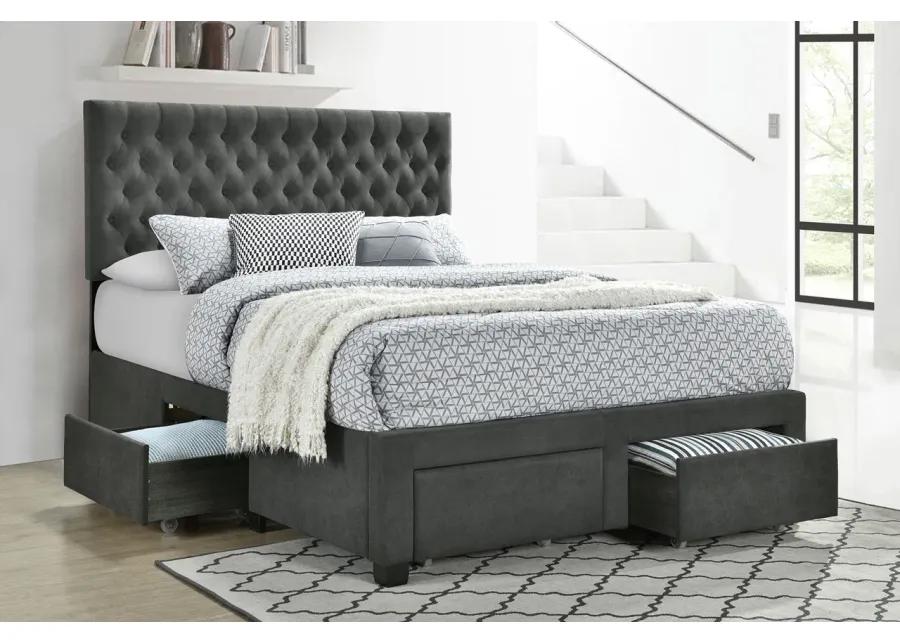 SOLEDAD FULL STORAGE BED GREY UPHOLSTERED BED