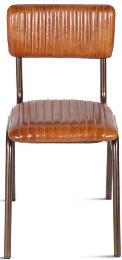 Home Trends Design Wellington Stitched Leather Side Armless Chair