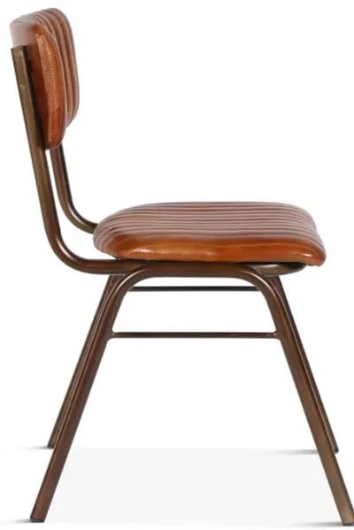 Home Trends Design Wellington Stitched Leather Side Armless Chair