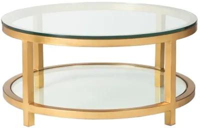 Per Se 40 Inch Round Metal Cocktail Table Gold Leaf/Clear - Metal Designs