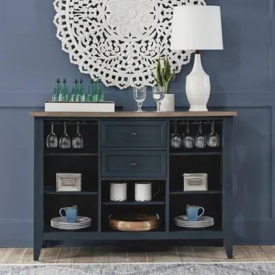 Liberty Lakeshore Wirebrushed Navy Server with Wood Tone Top