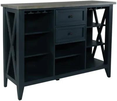 Liberty Lakeshore Wirebrushed Navy Server with Wood Tone Top