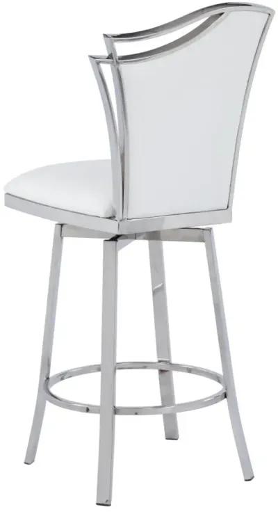 Chintaly Nadia White Contemporary Swivel Counter Stool with Design Back