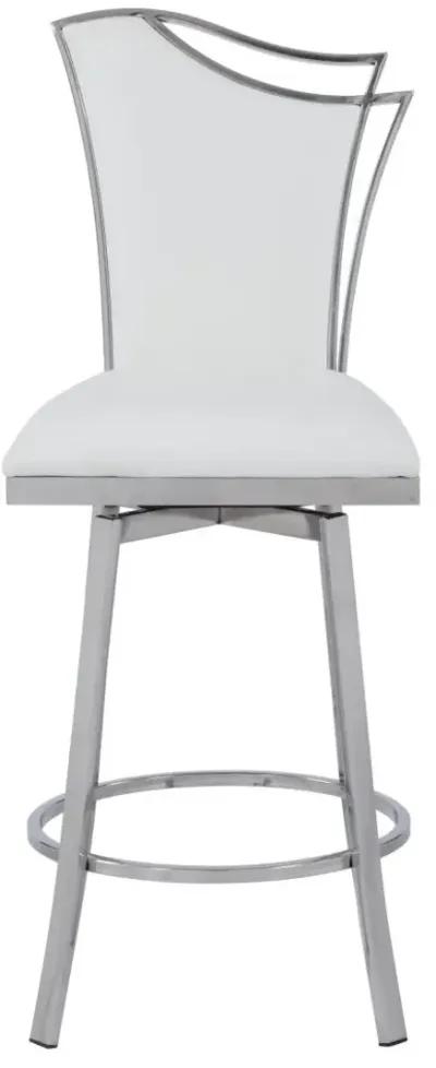 Chintaly Nadia White Contemporary Swivel Counter Stool with Design Back