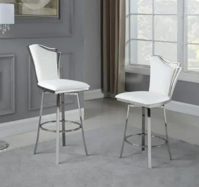 Chintaly Nadia White Contemporary Swivel Counter Stool with Design Back