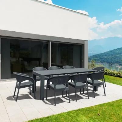 Panama Extendable Patio Outdoor Dining Set 9-Piece Dark Gray