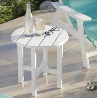 Destin/Heron Grey & White 18 Inch Round Outdoor Side Table