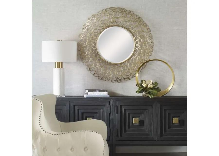 SWIRL GOLD ROUND MIRROR