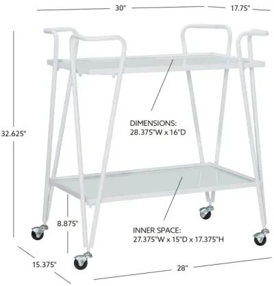 Linon White Mid-Century Bar Cart