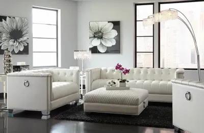 Chaviano Square Upholstered Ottoman Pearl White