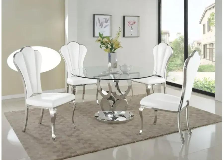 RAEGAN DINING SET WITH GLASS TABLE TOP & 4 SHELL-BACK SIDE CHAIRS