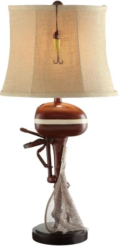 Crestview Motor Boating Red & Antique White Table Lamp