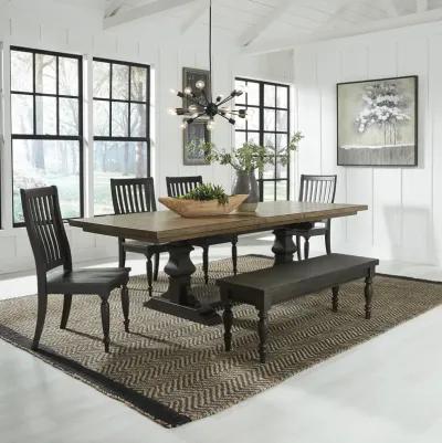 Liberty Furniture Harvest Home 6-Piece Chalkboard Trestle Dining Table Set