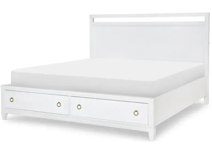 COMPLETE PANEL BED WITH STORAGE CALIFORNIA KING WHITE FINISH - SUMMERLAND WHITE