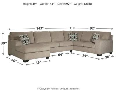 Ashley Ballinasloe 3-Piece Sectional with Chaise Left-Arm Facing Platinum