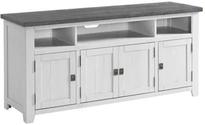 Martin Svensson Foundry 65 Inch TV Stand in White Stain with Grey Top