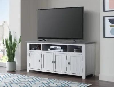 Martin Svensson Foundry 65 Inch TV Stand in White Stain with Grey Top