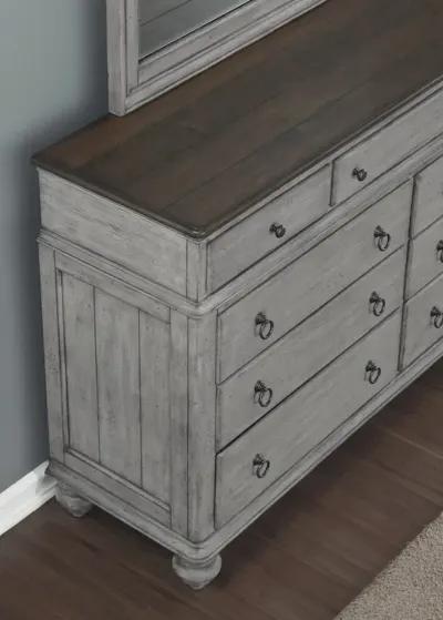 Flexsteel Plymouth Distressed Graywash 9-Drawer Dresser