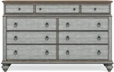 Flexsteel Plymouth Distressed Graywash 9-Drawer Dresser