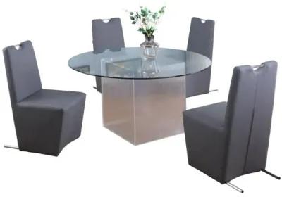 Chintaly Valerie Contemporary Dining Set with Round Glass Table & Chairs