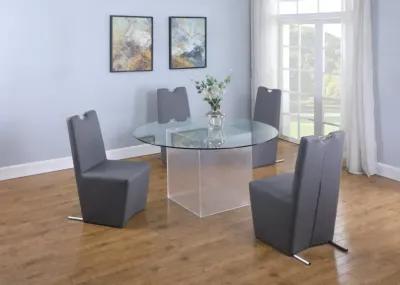 Chintaly Valerie Contemporary Dining Set with Round Glass Table & Chairs