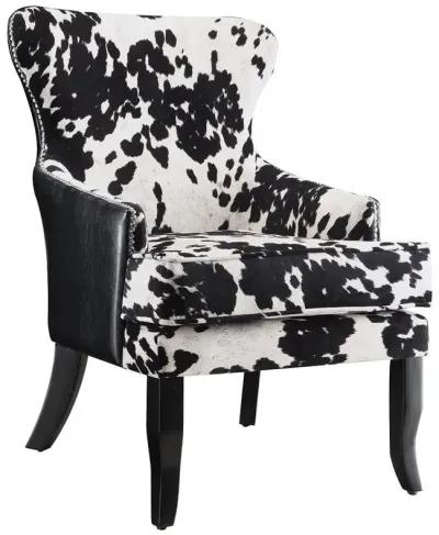 ACCENT CHAIR BLACK/WHITE COW PATTERN CAPPUCCINO