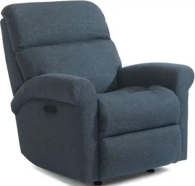 Flexsteel Davis Blue Power Rocking Recliner with Power Headrest