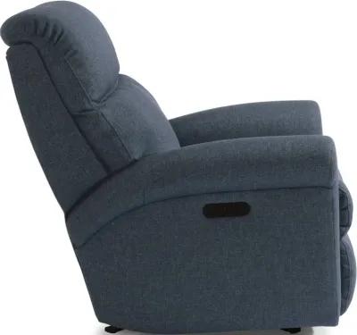 Flexsteel Davis Blue Power Rocking Recliner with Power Headrest