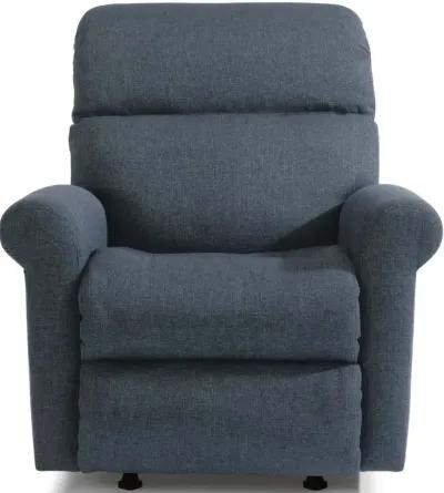 Flexsteel Davis Blue Power Rocking Recliner with Power Headrest