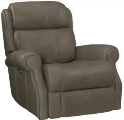 Bernhardt Mcgwire Grey All Leather Power Recliner with USB & Power Tilt Headrest