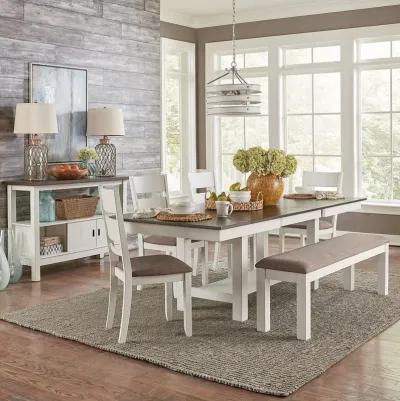 Liberty Furniture Brook Bay 6-Piece Carbon Grey/Textured White Finish Trestle Dining Table Set