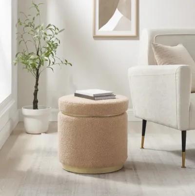 Linon Blanche Tan Storage Ottoman