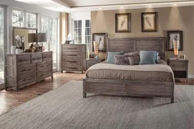 American Woodcrafters Complete Queen Bedroom Set Panel Bed, Dresser, Mirror, Nightstand & Chest Weathered Grey Aurora