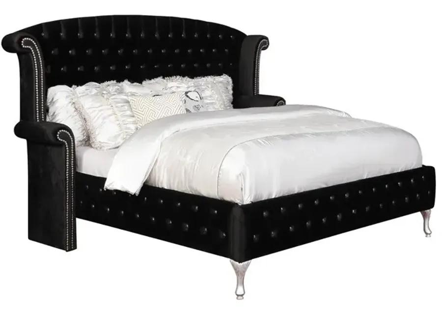 DEANNA EASTERN KING BED BLACK/METALLIC