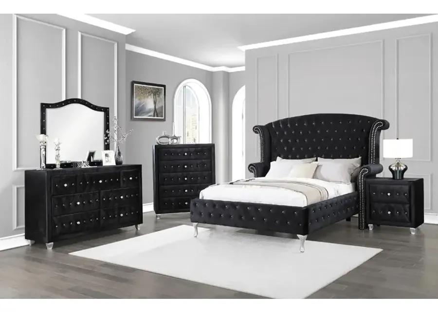 DEANNA EASTERN KING BED BLACK/METALLIC