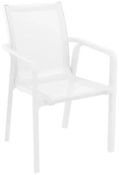 Compamia Pacific 5-Piece Outdoor Dining Set with Extension Table & Sling Arm Chairs White Frame White Sling