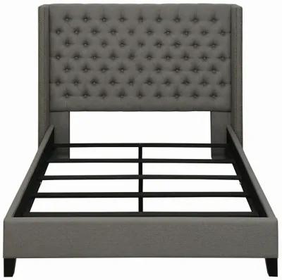 Coaster Bancroft Upholstered Queen Wingback Bed Grey