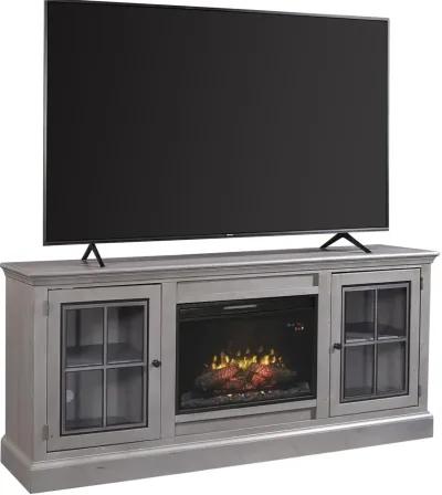 Aspenhome Churchill Smokey Grey 76 Inch Fireplace TV Stand Console