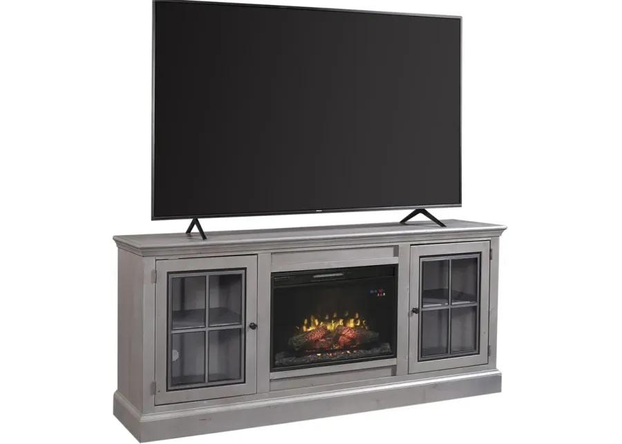 CHURCHILL SMOKEY GREY 76 INCH FIREPLACE TV STAND CONSOLE