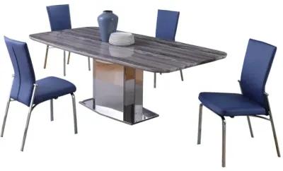 ISABEL CONTEMPORARY DINING SET WITH MARBLE TABLE & 4 MOTION-BACK CHAIRS