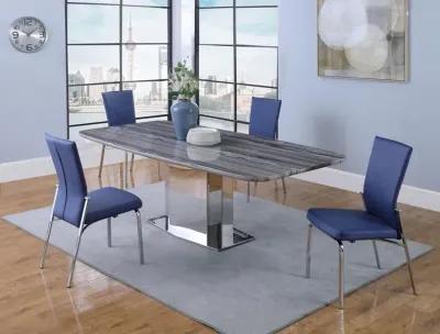 ISABEL CONTEMPORARY DINING SET WITH MARBLE TABLE & 4 MOTION-BACK CHAIRS